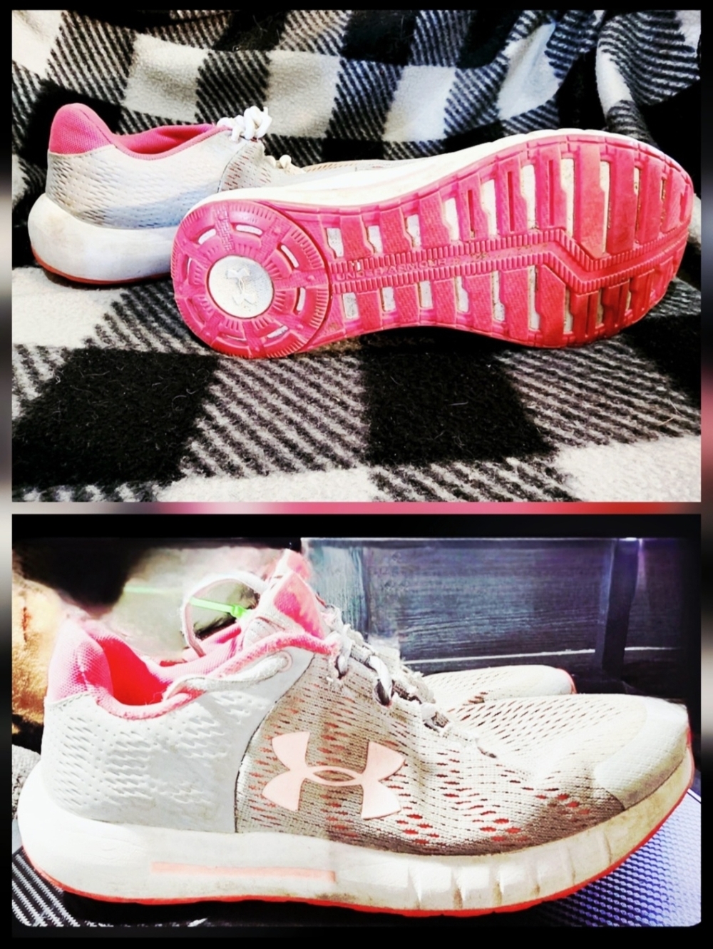 Under Armour UA Pursuit BP Running Shoes Gray Pink Women's 6.5 / Youth 5Y Micro